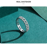 Staggered Line Silver Dazzling AAAA Lab Created Diamond Fashion Stackable Ring