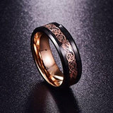 New Hot 8MM Wide Valentine's Day Men's Rings Size 5-15 Rose Gold Dragon Pattern Tungsten Steel Ring - The Jewellery Supermarket