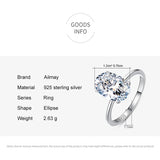 Stunning 3CT Oval Cut AAAA Lab Created Diamond Sterling Silver Engagement Rings