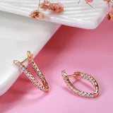 14K Gold Filled Clip Earrings Elegant Curve Long Drop Inlay AAA Zircon Diamonds Earrings