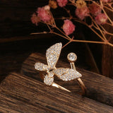 Luxury Shiny Lovely New Fashion 14K Rolled Rose Gold AAA Zircon Diamonds Butterfly Ring for Women Fine Jewellery