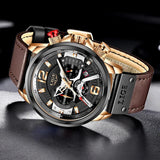 New Arrival Top Brand Leather Chronograph Waterproof Sport Automatic Date Quartz Mens Watches - The Jewellery Supermarket