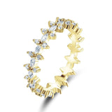 Sterling Silver Rhombus Clear AAAA Simulated Diamonds Stackable Rings - Statement Fine Jewellery - The Jewellery Supermarket