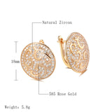 14K Gold Filled Luxury Full Bling AAA Zircon Diamonds Round Smooth Fashion Clip Earrings