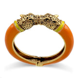 Unique Design Trendy Double Leopard Head Enamel Statement Cuff Bracelets Bangles, Gold Plated Animal Vintage Bracelet