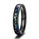 New Arrival Galaxy Created-opal Inlay Black Sand Two Tone Polished Tungsten Wedding Rings for Women - The Jewellery Supermarket