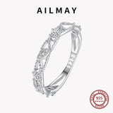 New Selection 925 Silver Geometric Stackable AAAA Lab Created Diamonds Rings