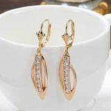 Luxury Filled Rose Gold of 14-Karat Purity AAA Zircon Diamonds Long Dangle Earrings - Fine Fashion Jewellery