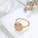 14 Karat Gold Filled New  Fashion Hollow Flower AAA Zircon Diamonds Ethnic Vintage Rings
