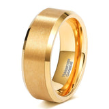 New Arrival Gold Plated Wide Brushed Tungsten Wedding Rings - Luxury Anniversary Jewellery for Couples - The Jewellery Supermarket