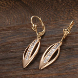 Luxury Filled Rose Gold of 14-Karat Purity AAA Zircon Diamonds Long Dangle Earrings - Fine Fashion Jewellery