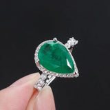 Vintage Pear Emerald Gemstone Earrings/Necklace/Ring High Carbon Diamond Wedding Engagement Jewelry Sets Wholesale Accessories - The Jewellery Supermarket