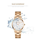 Elegant Rose Gold Plated Round Dial Stain Steel Band Women Watches Japan Movement Quartz Waterproof Wristwatches