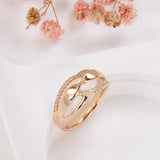 14 Karat Gold Filled Geometric Hollow AAA Zircon Diamonds Wave Design Rings for Women
