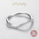 Fashion Wave Design Silver AAAA Lab Created Diamond Geometric Stackable Rings