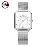 Elegant Green Dial Roman Square Ladies Rose Gold Plated Case Watches Quartz Stainless Steel Fashion Wristwatches