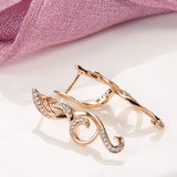 14K Gold Filled New Long AAA Zircon Diamonds Clip  Flower Slim Drop Elegant Earrings