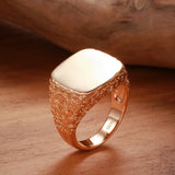 14 Karat Gold Filled Fashion Glossy Simple Square Punk Signet Rings for Men Women
