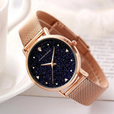 New Arrival Elegant Fashion Lady's Watch Luxury Rhinestone Starry Sky Dial Waterproof Stainless Steel Strap Watches