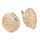 14K Gold Filled Luxury Full Bling AAA Zircon Diamonds Round Smooth Fashion Clip Earrings