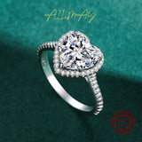 Heart Design Elegant Romantic Sparkling AAAA Lab Created Diamond Silver Rings