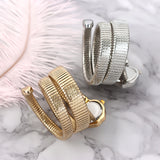Elegant Snake Design Luxury Ladies Stainless Steel Band Zircon Diamonds Quartz, Rose Gold Silver Plated Wristwatches