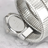 Elegant Snake Design Luxury Ladies Stainless Steel Band Zircon Diamonds Quartz, Rose Gold Silver Plated Wristwatches