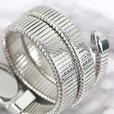 Elegant Snake Design Luxury Ladies Stainless Steel Band Zircon Diamonds Quartz, Rose Gold Silver Plated Wristwatches