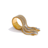 18K Gold Plated Stainless Steel Chain Tassel Adjustable High Quality Charm Stylish Ring