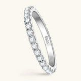 Superb GRA Certified Full 2mm Round Moissanite Diamonds Eternity Ladies S925 Sterling Silver Wedding Fine Jewellery