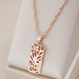 14K Vintage Rolled Gold Hollow Flower Boho Ethnic Pendant Necklace Fashion Daily Jewellery