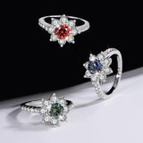 Sunflower Design VVS1 1/2CT Coloured Moissanite Diamonds Engagement Wedding Rings Silver GRA Certified Jewellery