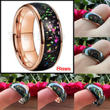 Galaxy Series Opal Inlay Domed Polished 8mm Men Women Tungsten Carbide Rings