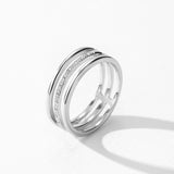 Three Line 925 Sterling Silver with Dazzling AAAA Lab Created Diamonds Ring