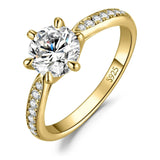 Classic 1-carat Moissanite Solitaire Diamond Ring GRA Certificate Women's 18K Gold Plated SilverWedding Jewellery