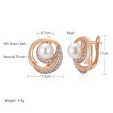 Dazzling Pearl Drop Earrings For Women Filled 14K Rose Gold with AAA Cubic Zirconia Diamonds Bride Wedding Jewellery