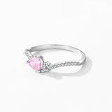 Romantic Dazzling Pink Heart AAAA Lab Created Diamond 925 Sterling Silver Ring