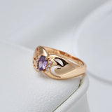 14K Rolled Gold Luxury Purple Oval AAA Zircon Diamonds Fine Jewellery Trendy Rings