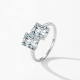 Luxury Silver Classic Setting Shining Princess Cut AAAA Lab Created Diamonds Ring