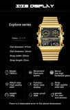 New Top Brand Luxury Gold Stainless Steel Sport Square Digital Analog Big Quartz Fashion Hipster Wristwatches - The Jewellery Supermarket