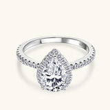 Waterdrop 2CT Pear Cut Moissanite Diamonds Engagement Wedding Rings for Women s925 Sterling Silver Fine Jewellery