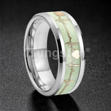 Polished Bevel Edges Electrocardiogram Luminous Glow Inlay Tungsten Carbide Rings