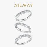 New Selection 925 Silver Geometric Stackable AAAA Lab Created Diamonds Rings