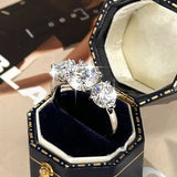 Awesome 4.0 Carat D Colour VVS1 Round Moissanite 3-Stone Ring Fine Jewellery