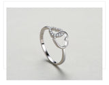 Sweet Heart to Heart AAAA Lab Created Diamond 925 Silver Ring Fine Jewellery