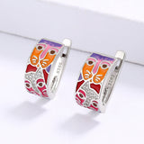 New Style Colourful Cat Face Unique Handmade Enamel 925 Silver Earrings
