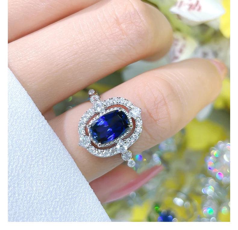 Elegant Style Design Luxury Retro Royal Blue Ring Inlaid with High Quality AAAAA High Carbon Diamonds Jewellery - The Jewellery Supermarket