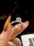 Silver Classic Gorgeous Shiny VVS1 D Colour Moissanite Diamond Luxury Ring