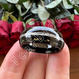 Bright Meteorite Gold Foil Inlay 8MM 18k Gold Colour Tungsten Carbide Wedding Rings