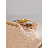 18K Gold Plated Stainless Steel 3 Colors 5 Links Popular Stacked Rings